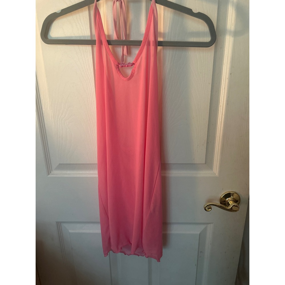 Forever 21 Barbie Cover Up Swim Halter‎ Dress Light Pink Sheer S
